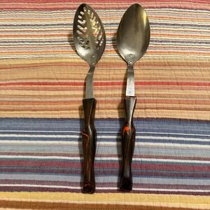 CuTco Serving Spoon Set Slotted Spoon Stainless Steel Made in USA Vintage